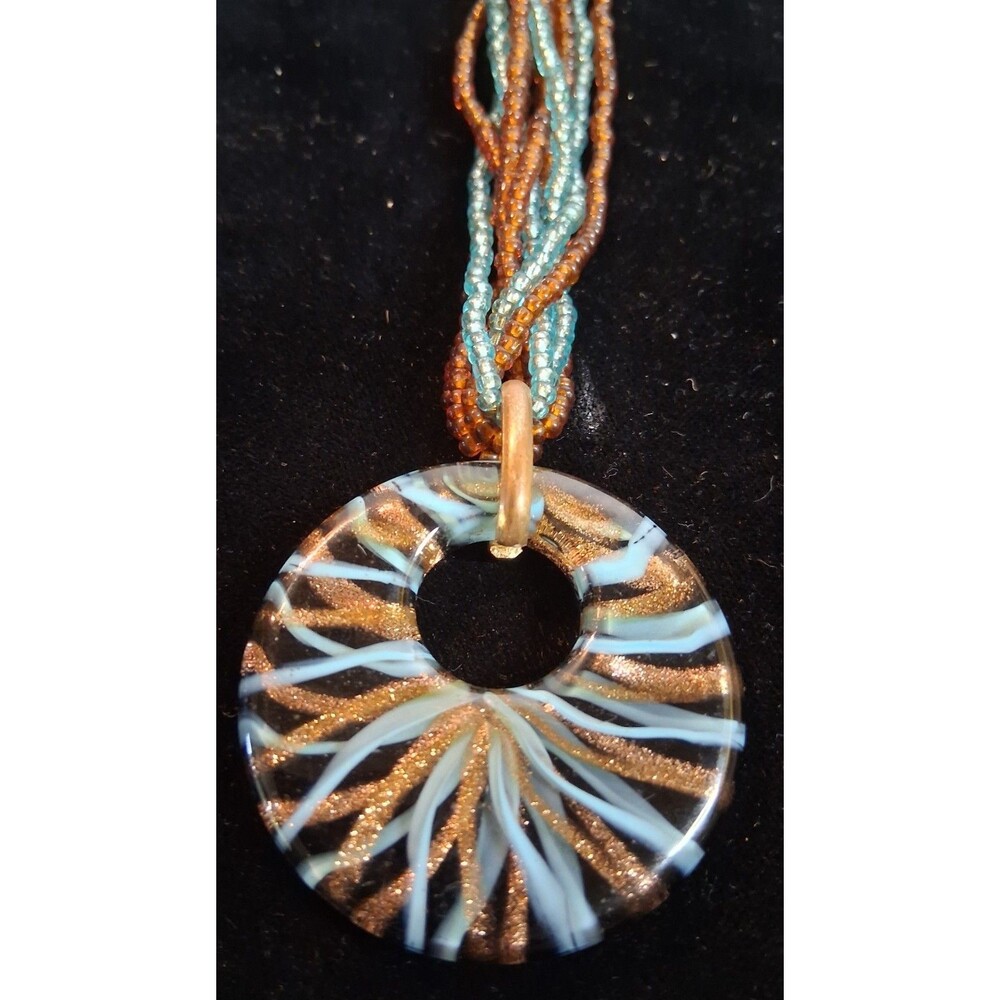 Art Glass Donut Pendant Necklace.